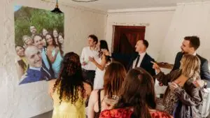 Wedding Guests Watching GUESTPIX Video Slideshow